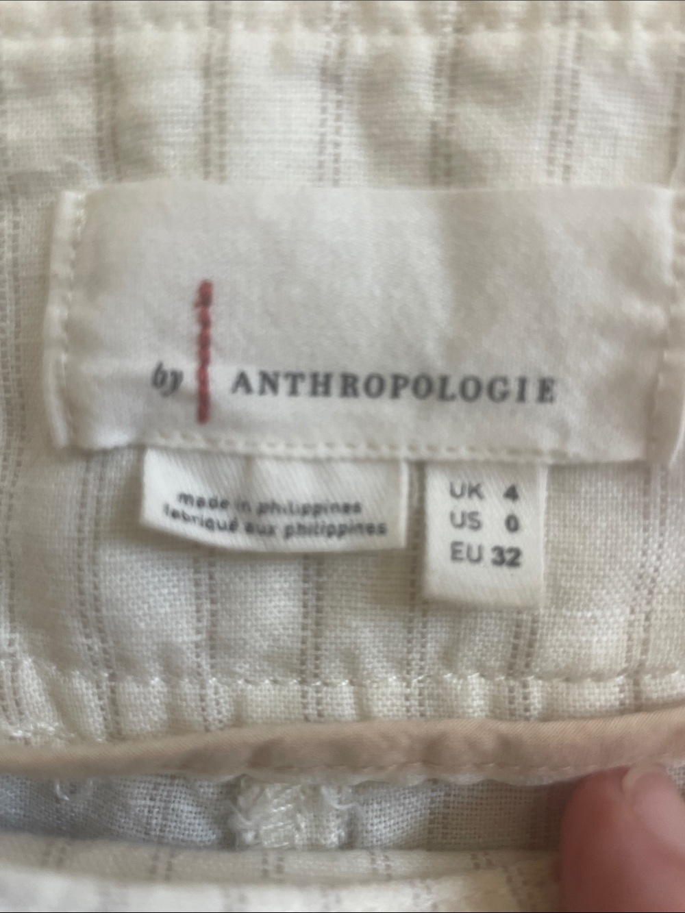 Anthropologie Cream Striped Linen Blend Wide-Leg Belted Pants Culottes Size 0 - Picture 8 of 11